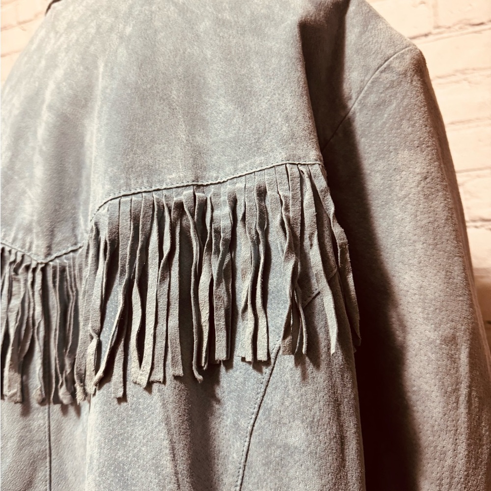 Denim & Co 100% Leather Western Fringe Suede Jacket - Picture 7 of 12